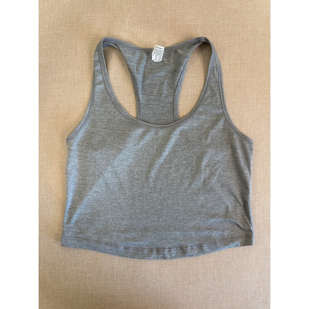 Yogalicious Womens Heathered Gray Racerback Crop Tank Top Size S RN144527